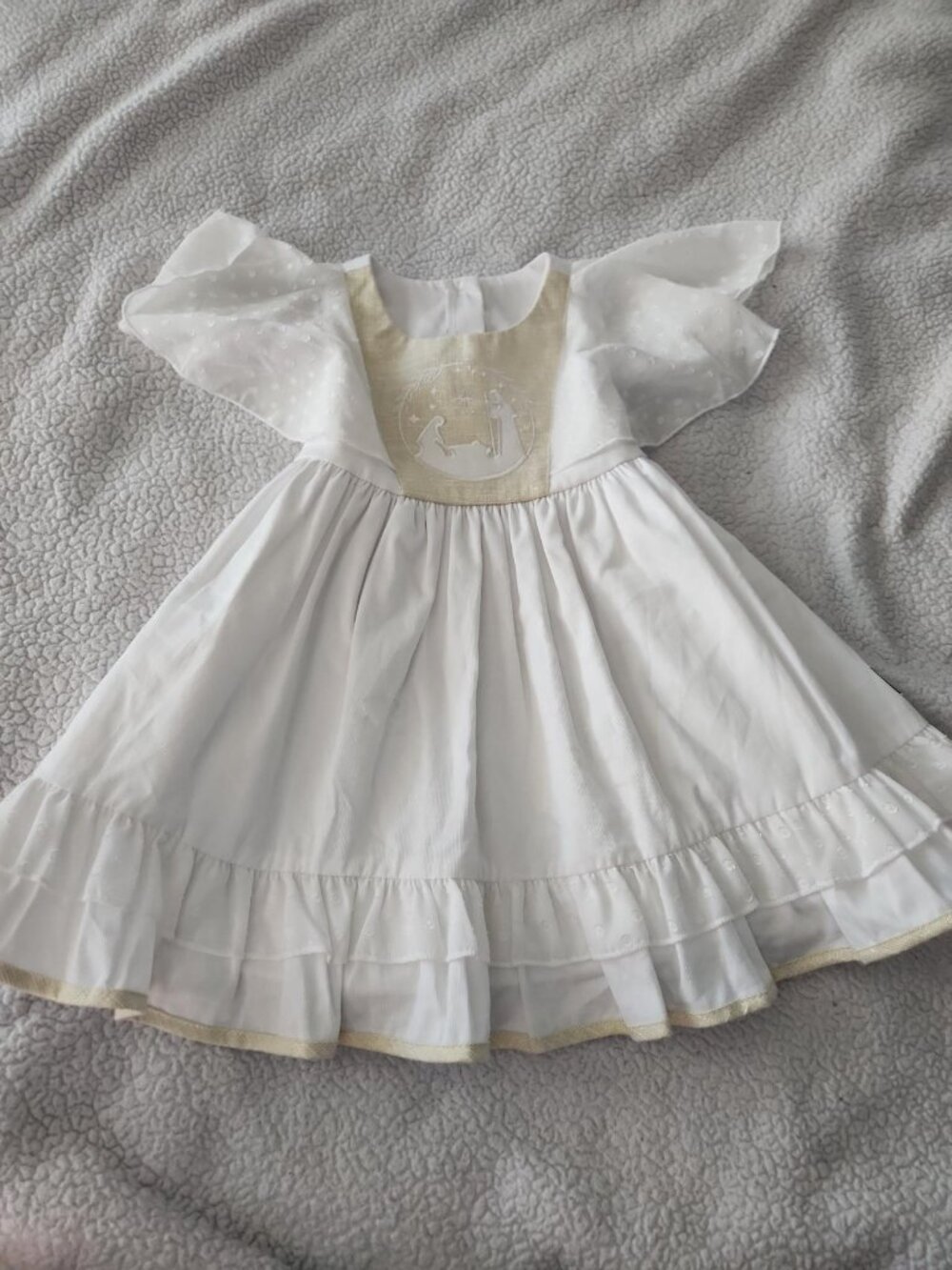 Ricrac & Ruffles white & gold Nativity Christmas dress Size 4T